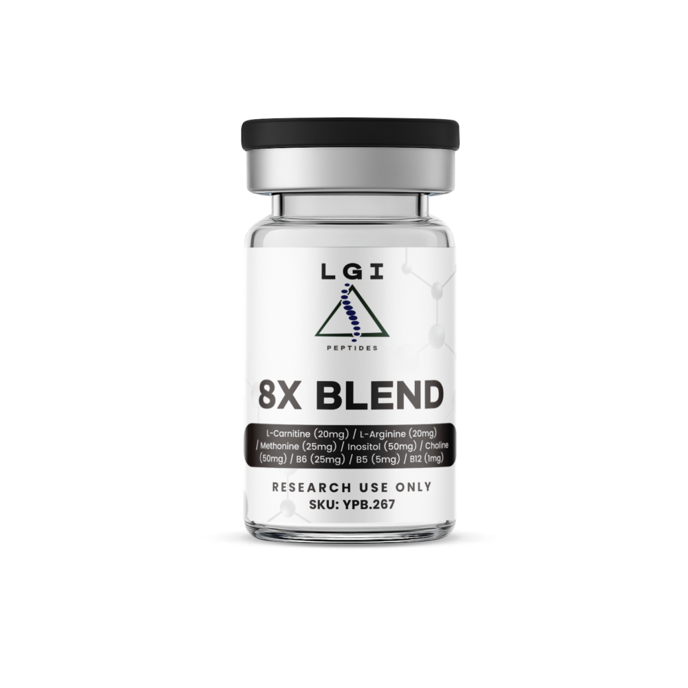 8X Blend L-Carnitine (20mg) / L-Arginine (20mg) / Methonine (25mg) / Inositol (50mg) / Choline (50mg) / B6 (25mg) / B5 (5mg) / B12 (1mg)